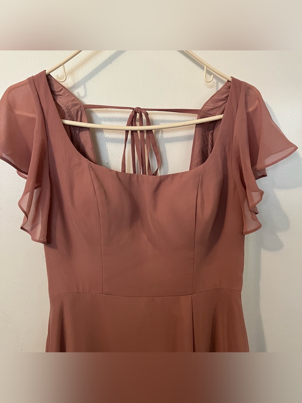 Azaze dusty rose Flutter-Sleeve Square Neck Dress petite tailor